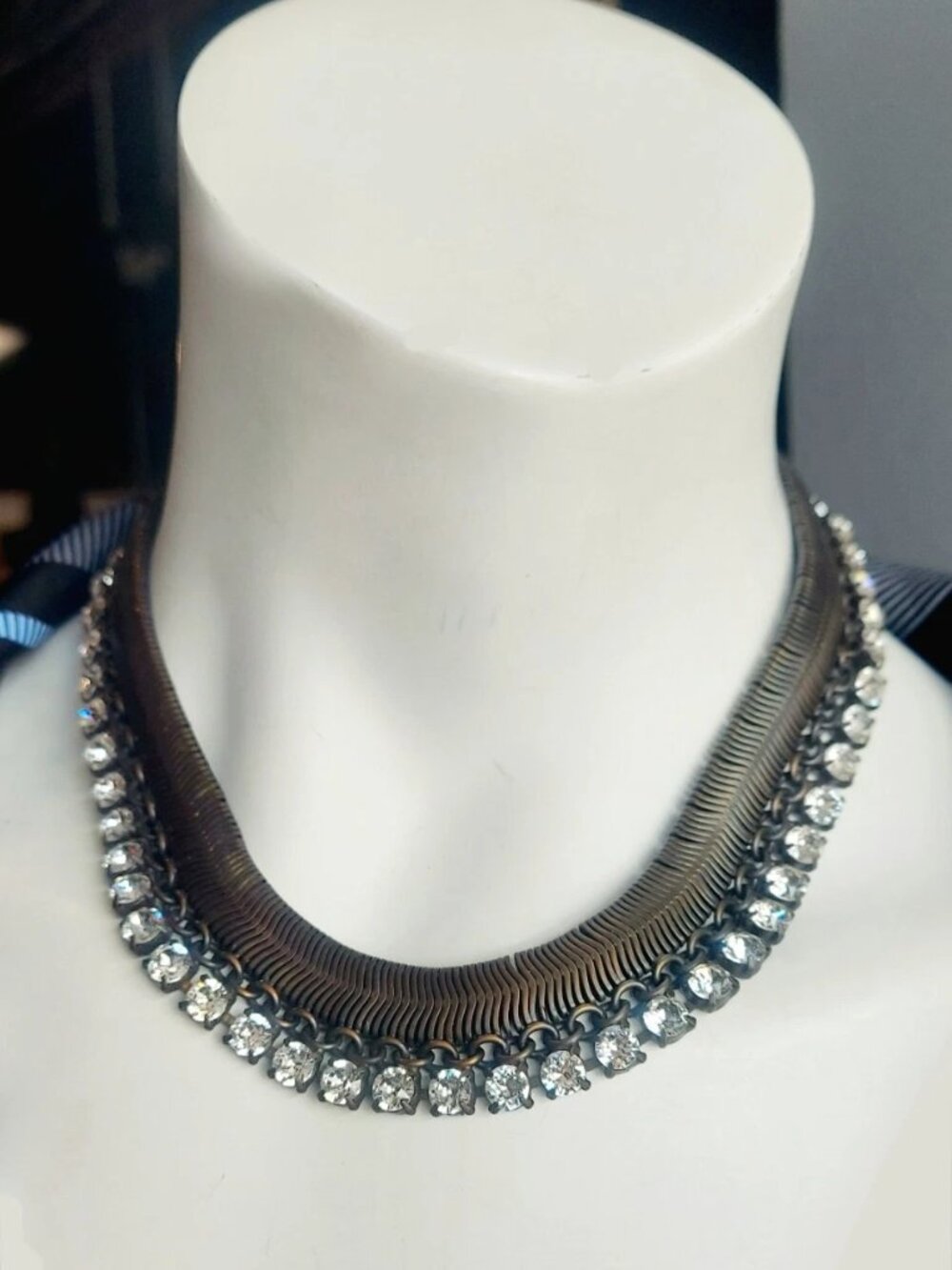 French Kande Fleur De Lis Austrian Crystal Cupchain Necklace